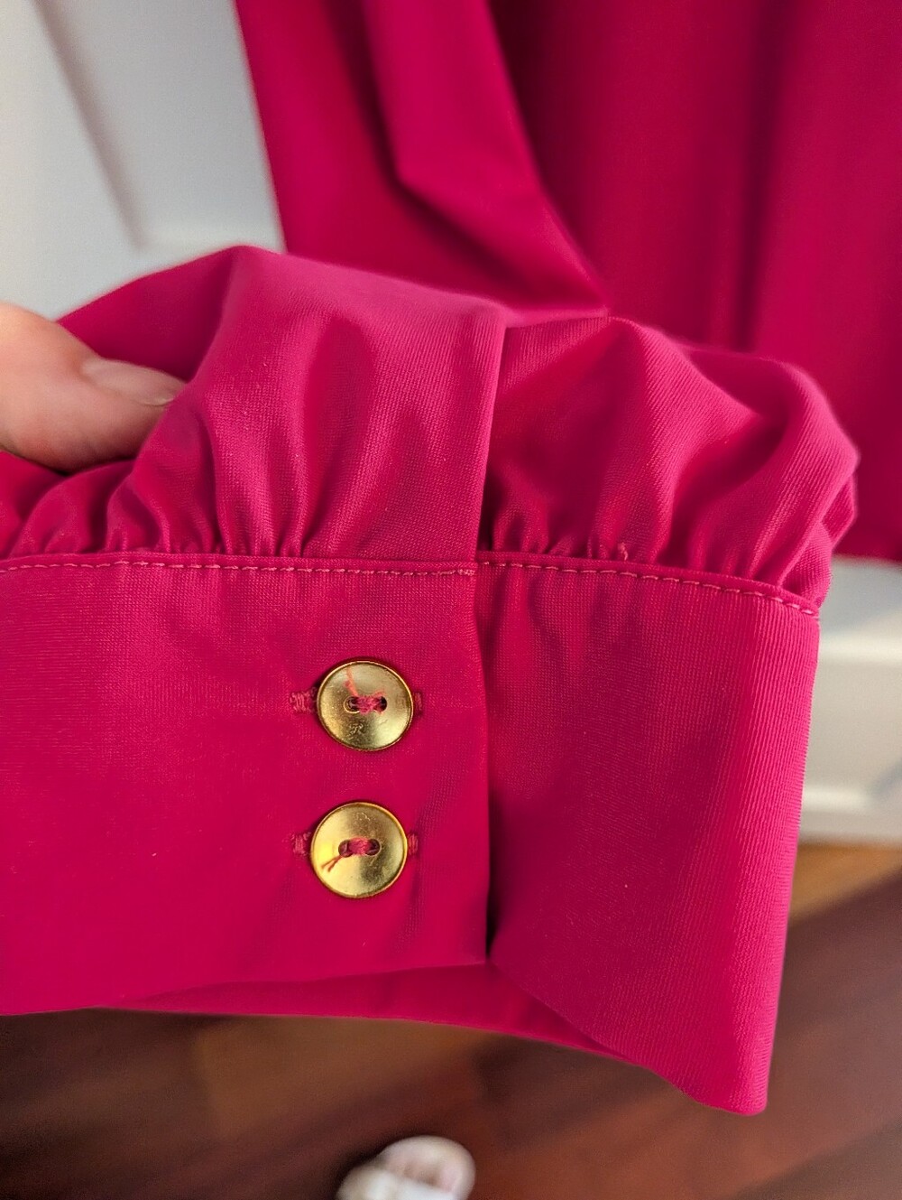 ESQUALO Hot Pink Ruched Button-Front Blouse - Picture 4 of 6